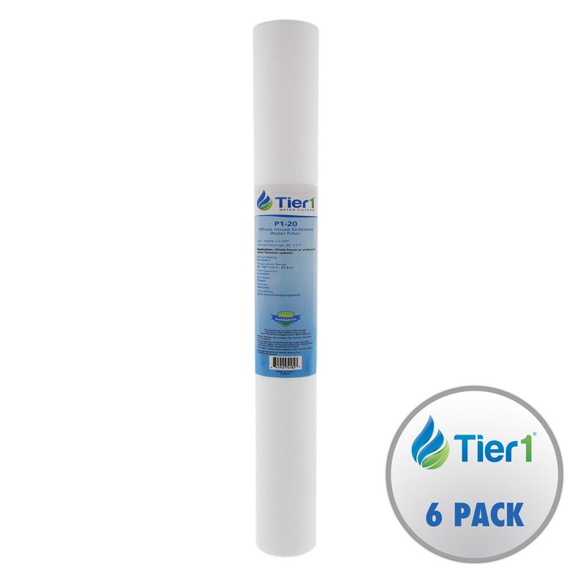 Tier1 1 Micron 20 Inch x 2.5 Inch | 6-Pack Spun Wound Polypropylene Whole House Sediment Water Filter Replacement Cartridge | Compatible with Pentek P1-20, SP-P1-20, PX01-20, Home Water Filter - Image 2